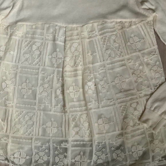 Anthropologie Little Yellow Bird Avery White Lace Longsleeve Top Sweater Med. - Picture 8 of 12